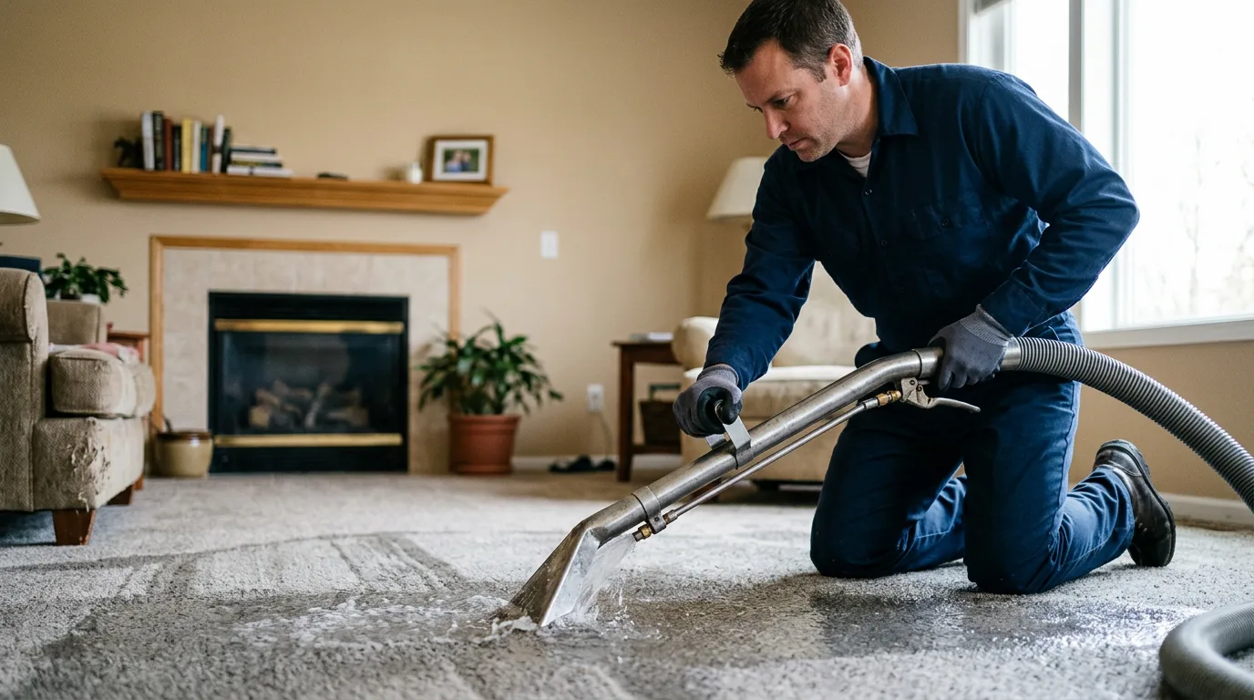 Water damage restoration technician working near Dubach, LA